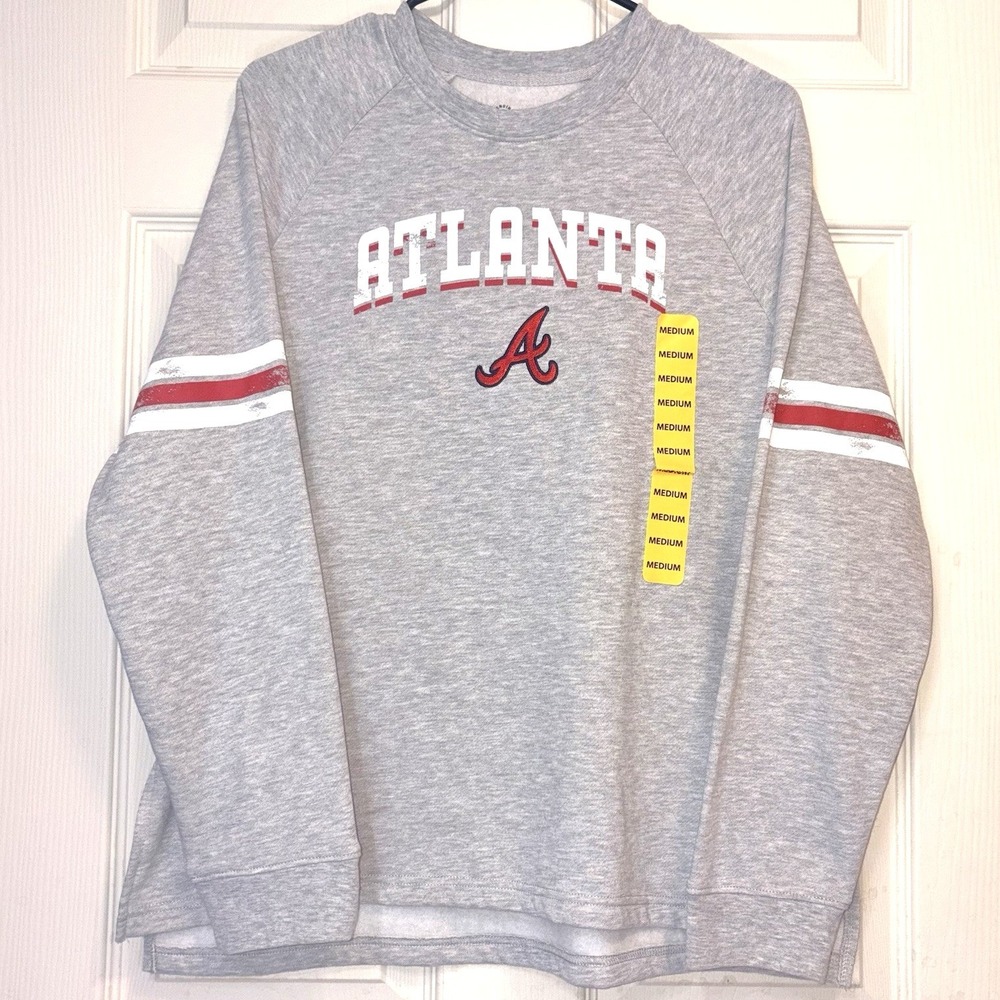 Campus Lifestyle‎ Atlanta Braves MLB Sweatshirt Grey Varsity Stripe Medium